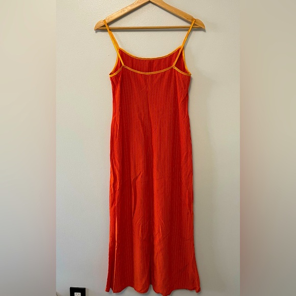 Orange micro-check Maxi Slip Dress - Picture 2 of 2